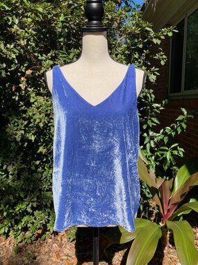 LOFT Blue Crushed Velvet Sleeveless Top - Size Small